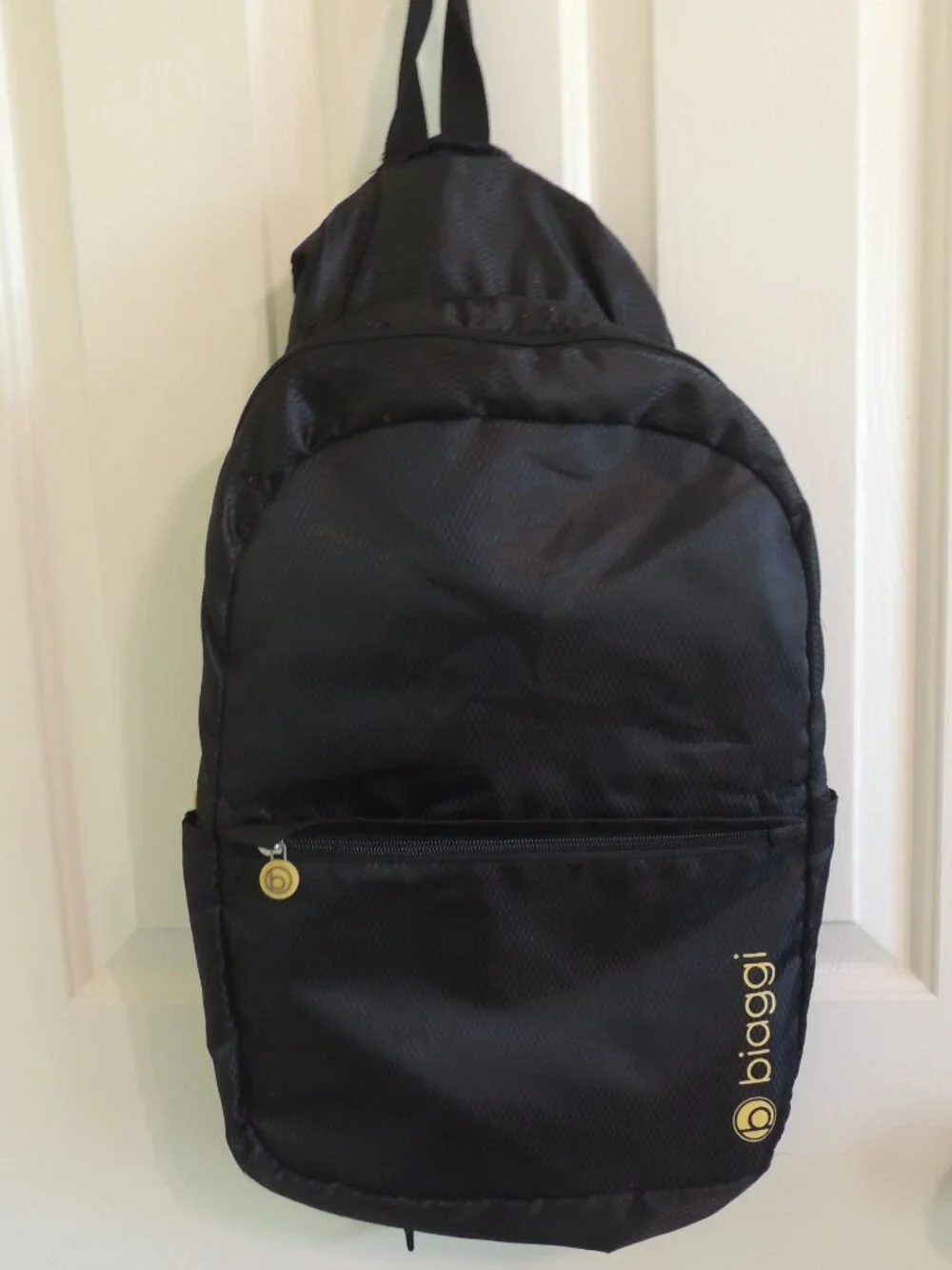Black Biaggi Foldable Travel Back Pack Stores Small